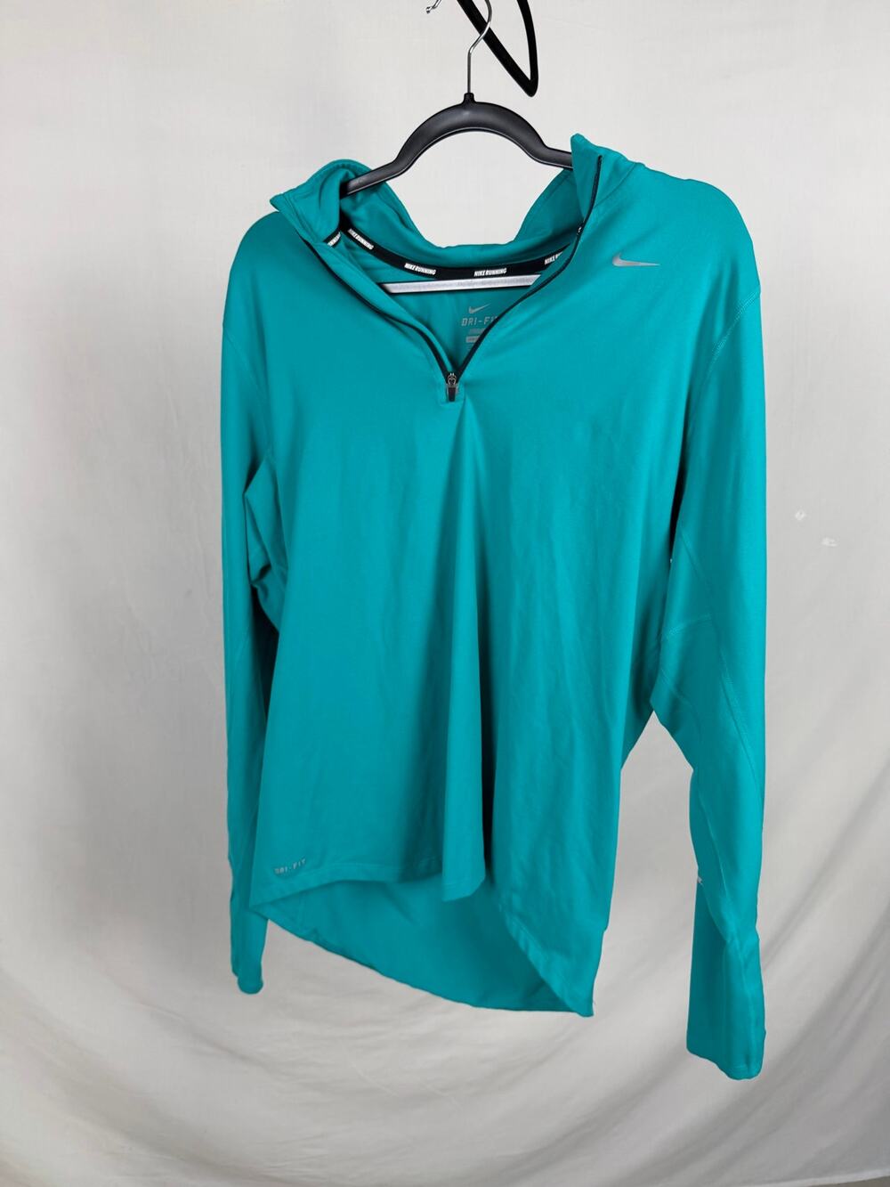 Nike Teal Blue Dri-Fit Activewear 1/4-Zip Running Hoodie Sweatshirt Size M